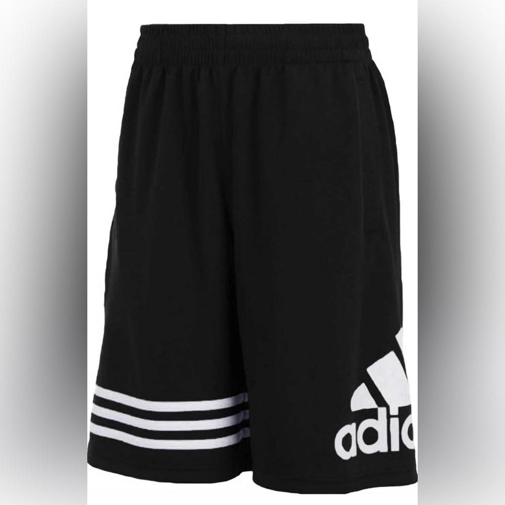 Adidas Shorts Climalite Black 3-Stripes Activewear Pull On Exercise Large YOUTH